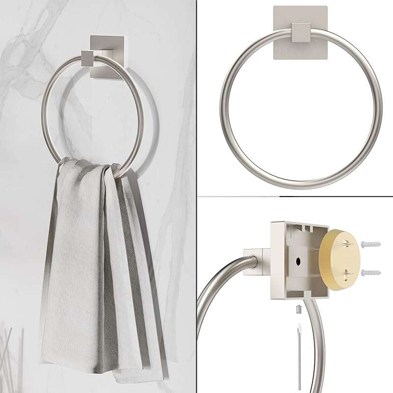 Ruacq 4 Pcs Stainless Steel Bathroom Hardware Accessories Set-Toilet Paper Holder-Towel Ring -Towel Hooks for bathrooms-18 Inch Towel Bar Wall Mounted, Brushed Nickel - Image 6
