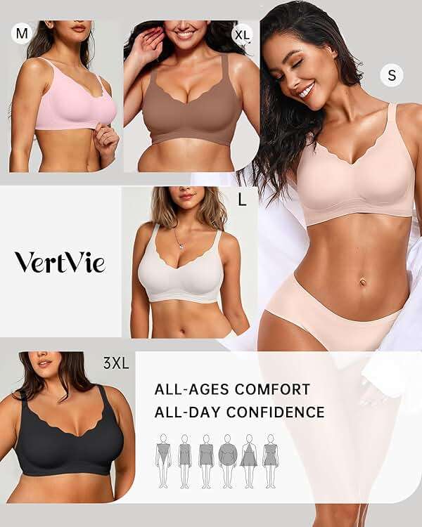 Vertvie Women Seamless Jelly Bras No Underwire Supportive Wireless Push Up Full Coverage Bralette Comfy Scalloped T-Shirt Bra - Image 6