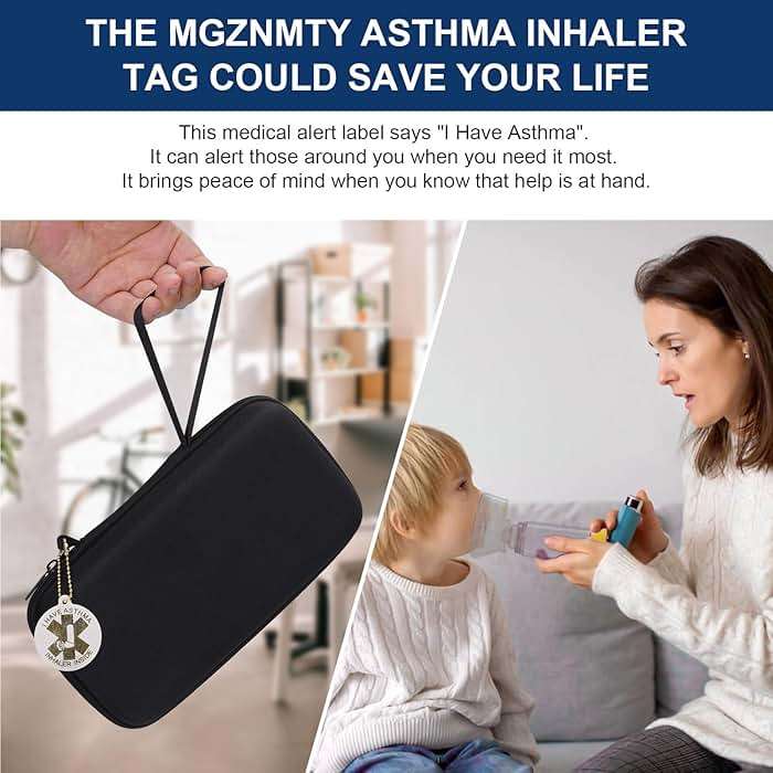 MGZNMTY Travel Carrying Case Compatible with Asthma Inhaler Spacer for Adults and Children, Masks, Inhaler Holder with Asthma Alert Tag and Medical Card, Carabiner (Only Case) (Black) - Image 3