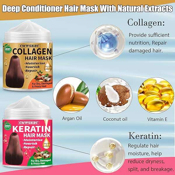 Collagen Hair Mask & Keratin Hair Mask for Damaged Hair,Keratin Hair Treatment,Repair Deep Conditioner for Dry Hair,Vitamin E Natural Hydrating Hair Mask with Argan Oil All Hair Type,Hair Care Gifts - Image 2