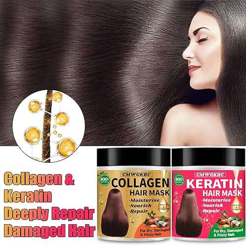 Collagen Hair Mask & Keratin Hair Mask for Damaged Hair,Keratin Hair Treatment,Repair Deep Conditioner for Dry Hair,Vitamin E Natural Hydrating Hair Mask with Argan Oil All Hair Type,Hair Care Gifts - Image 5