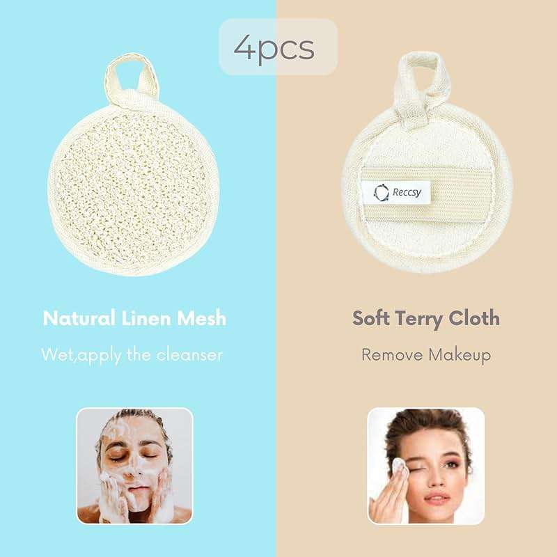 Reccsy Face Brush Set - Soft Natural Bristle Facial Dry Brush for Lymphatic Drainage & Face Exfoliator Brush - Includes 4 Reusable Cleansing Pads - Image 5