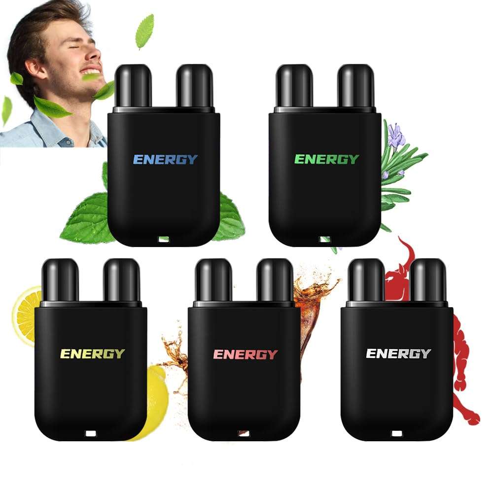 LAMUSELAND Essential Oil Nasal Inhaler, Pure and Natural Peppermint Double Holes Aromatherapy Nasal Stick Set for Tension Stress Relief and Focus Boost (5, Lemon) - Image 1