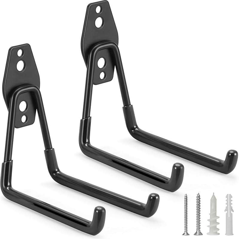 LUPYJI 2 Pack Garage Hooks Heavy Duty Storage Organizer Wall Mount Power and Garden Tool Hangers, for Hanging Ladders, Ropes, Hose, Bulk Items - Image 1