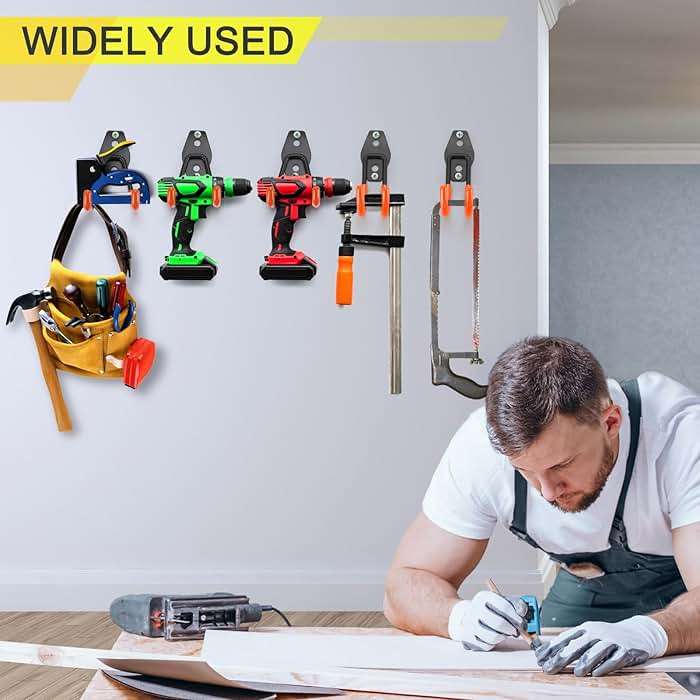 LUPYJI 2 Pack Garage Hooks Heavy Duty Storage Organizer Wall Mount Power and Garden Tool Hangers, for Hanging Ladders, Ropes, Hose, Bulk Items - Image 2