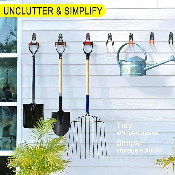 LUPYJI 2 Pack Garage Hooks Heavy Duty Storage Organizer Wall Mount Power and Garden Tool Hangers, for Hanging Ladders, Ropes, Hose, Bulk Items - Image 6