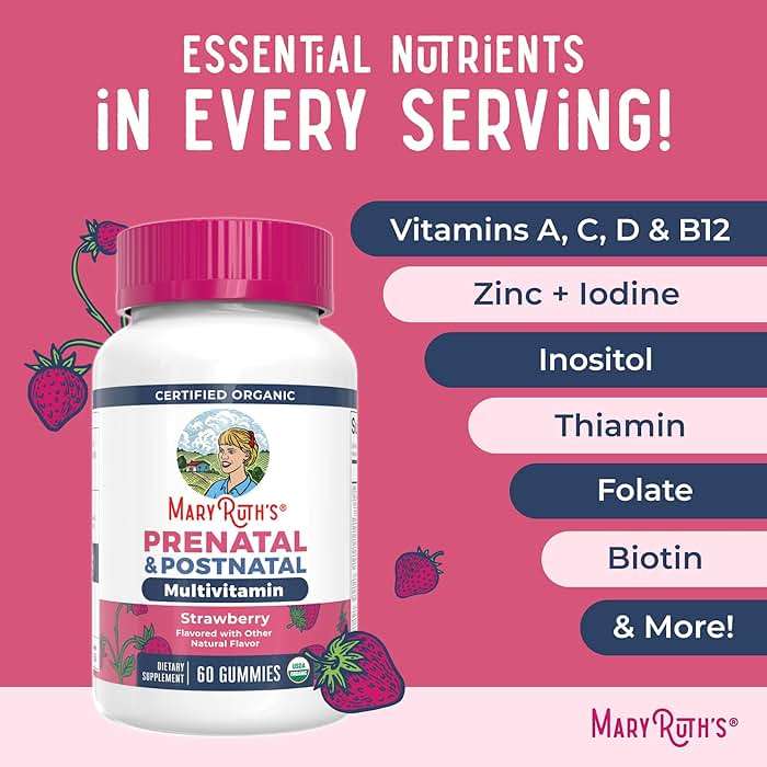 MARYRUTH'S Organics Prenatal Vitamins for Women | USDA Organic Prenatal Gummies | Postnatal Vitamins for Women Breastfeeding | Methylfolate 800 mcg DFE | Iodine | Vegan | Non GMO | 30 Servings - Image 9