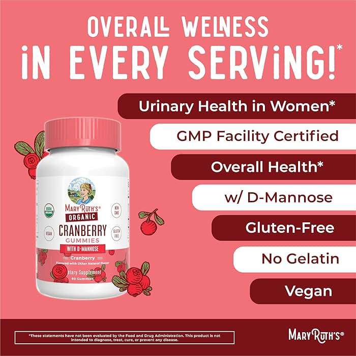 MARYRUTH'S Organics Organic Cranberry Gummies - 500mg Supplement | Urinary Tract Health for Women | with D Mannose | Traditional Use | USDA Organic | Vegan | Non GMO | 30 Servings - Image 4