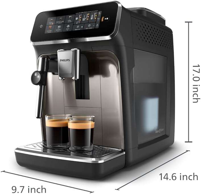 Philips 3300 Series Fully Automatic Espresso Machine with integrated milk frother and grinder, 5 Hot & Iced Coffee Pre-Sets, 40% Quieter SilentBrew, 15-Bar Pressure, Glossy Black (EP3326/90) - Image 5