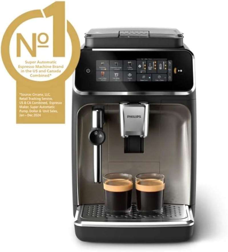 Philips 3300 Series Fully Automatic Espresso Machine with integrated milk frother and grinder, 5 Hot & Iced Coffee Pre-Sets, 40% Quieter SilentBrew, 15-Bar Pressure, Glossy Black (EP3326/90) - Image 6