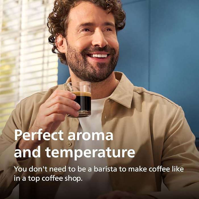 Philips 3300 Series Fully Automatic Espresso Machine with integrated milk frother and grinder, 5 Hot & Iced Coffee Pre-Sets, 40% Quieter SilentBrew, 15-Bar Pressure, Glossy Black (EP3326/90) - Image 7
