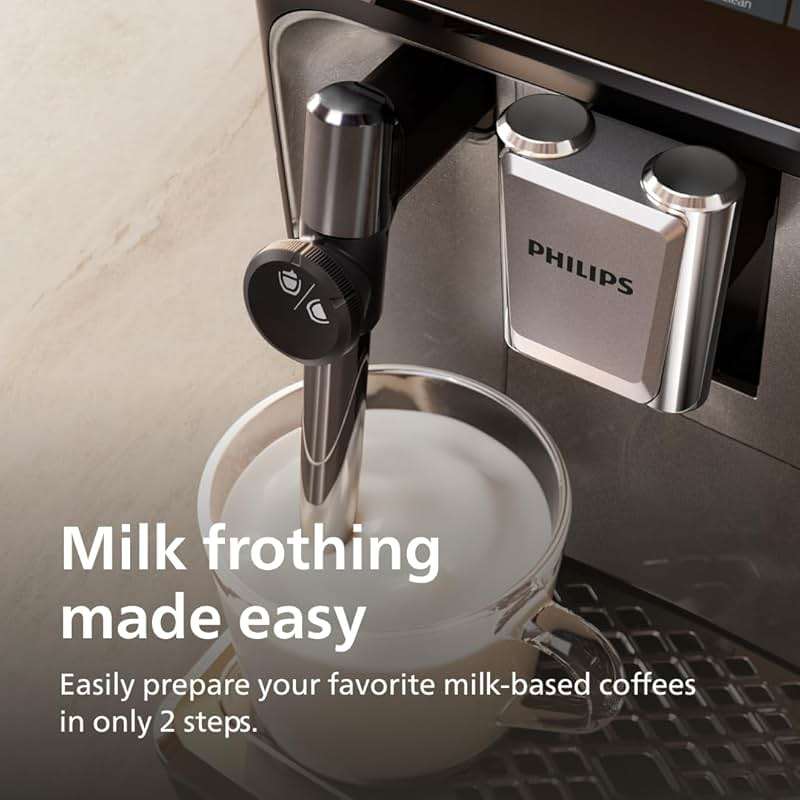 Philips 3300 Series Fully Automatic Espresso Machine with integrated milk frother and grinder, 5 Hot & Iced Coffee Pre-Sets, 40% Quieter SilentBrew, 15-Bar Pressure, Glossy Black (EP3326/90) - Image 10
