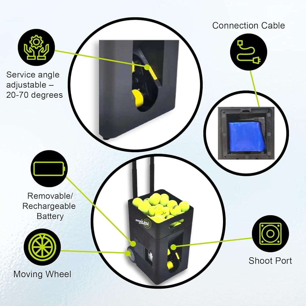 PMT Medical Portable Tennis Ball Machine 22 lbs for Beginners, Dual Motor for Top Spin & Backspin, 50+ Ball Capacity, Max 45 MPH Speed, 4+ Hour Rechargeable Battery, App and Remote Controlled - Image 2