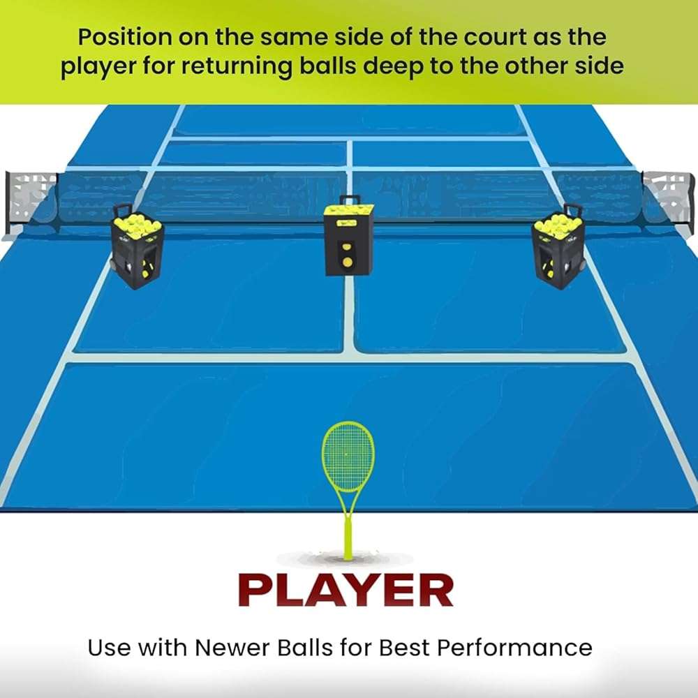 PMT Medical Portable Tennis Ball Machine 22 lbs for Beginners, Dual Motor for Top Spin & Backspin, 50+ Ball Capacity, Max 45 MPH Speed, 4+ Hour Rechargeable Battery, App and Remote Controlled - Image 5
