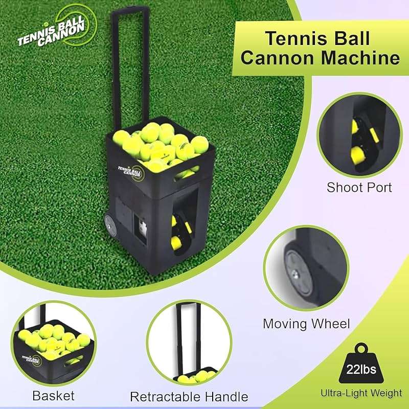 PMT Medical Portable Tennis Ball Machine 22 lbs for Beginners, Dual Motor for Top Spin & Backspin, 50+ Ball Capacity, Max 45 MPH Speed, 4+ Hour Rechargeable Battery, App and Remote Controlled - Image 8