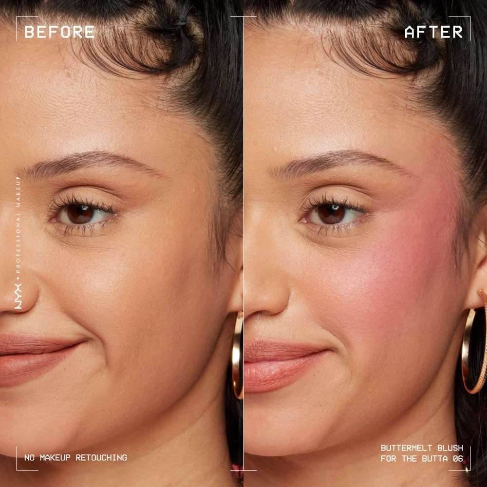 NYX PROFESSIONAL MAKEUP Buttermelt Powder Blush, Fade and Transfer-Resistant Blush, Up to 12HR Make Up Wear, Vegan Formula - For The Butta - Image 3