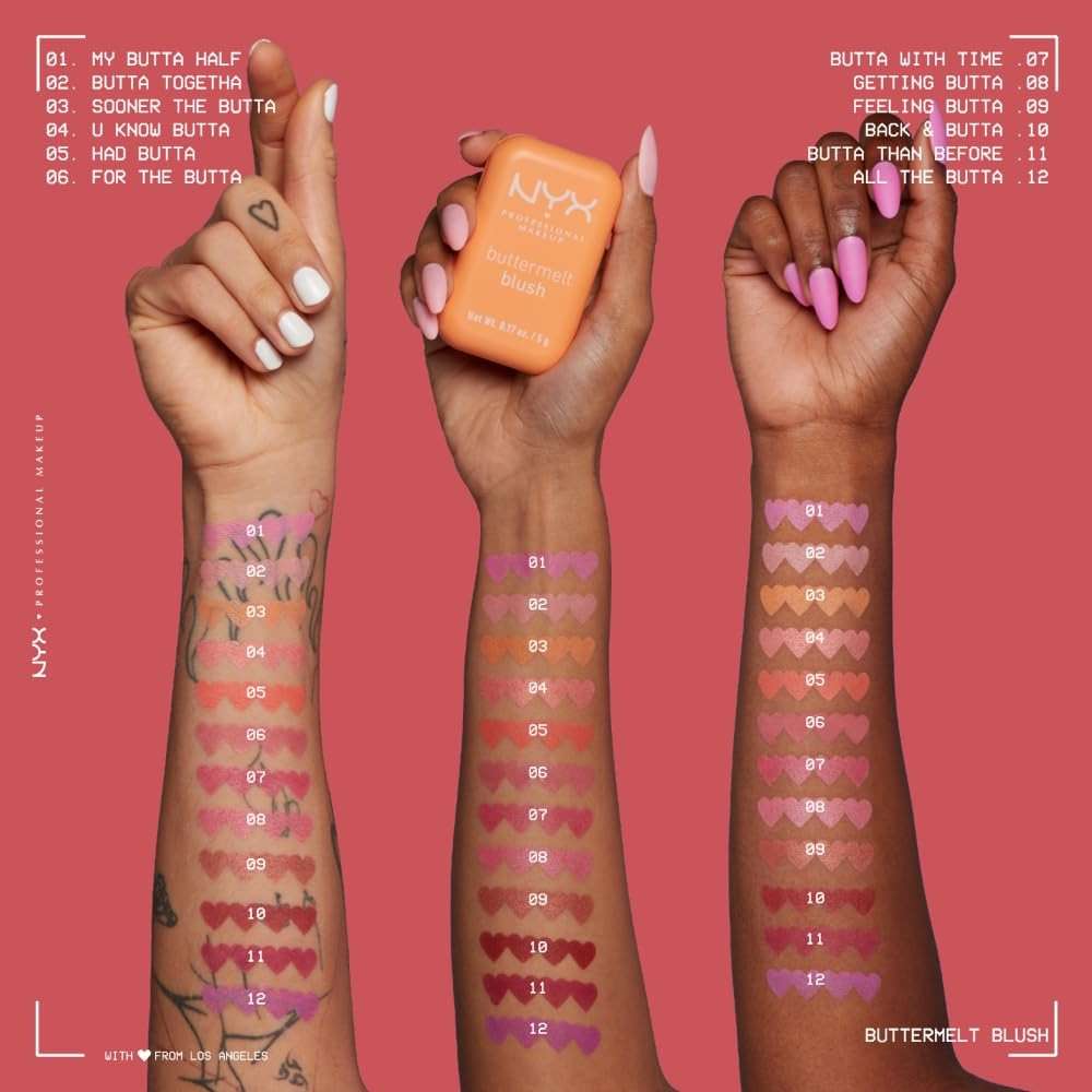 NYX PROFESSIONAL MAKEUP Buttermelt Powder Blush, Fade and Transfer-Resistant Blush, Up to 12HR Make Up Wear, Vegan Formula - For The Butta - Image 7