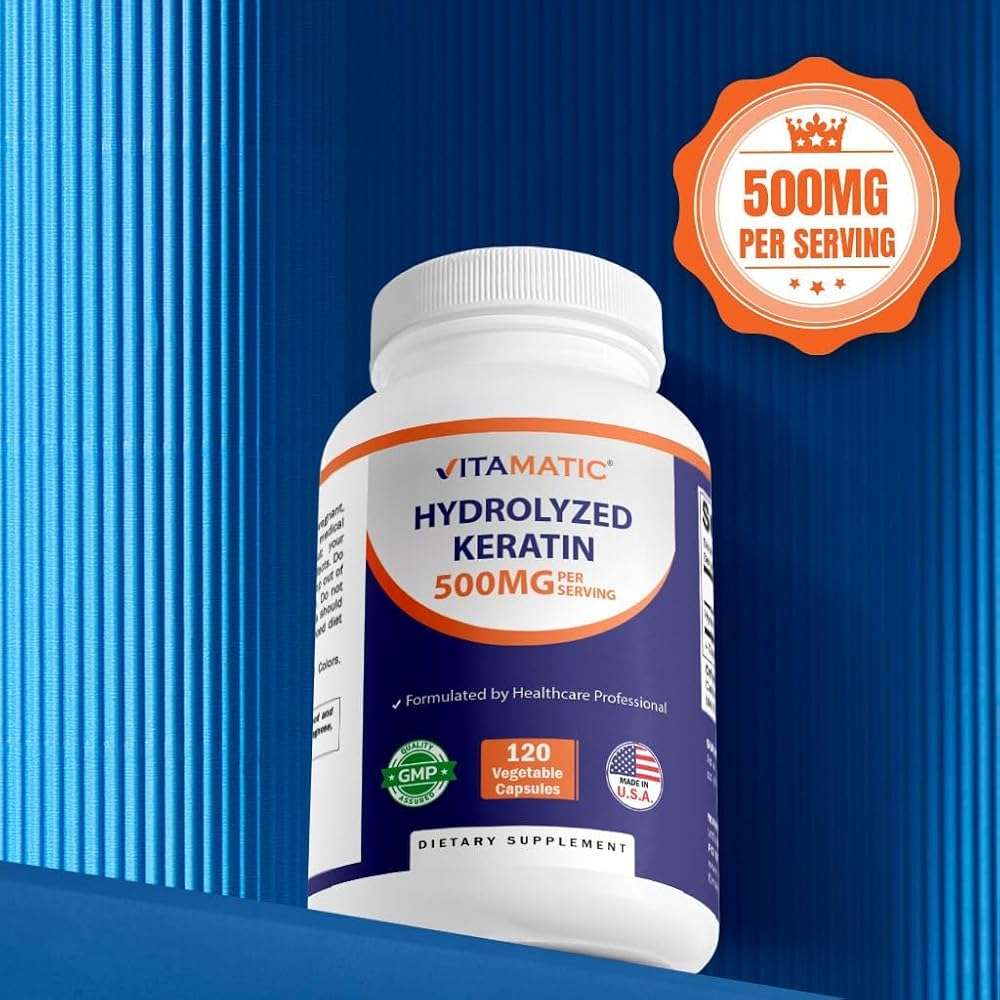 Vitamatic Hydrolyzed Keratin 500mg per Serving - 120 Vegetarian Capsules - Keratin Supplements for Healthy Hair Skin & Nails for Adults - Image 5