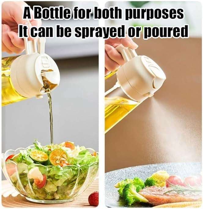 Oil Dispenser for Kitchen Spray, Oil Dispenser Bottle Spray and Pour, 2 in 1 Olive Oil Dispenser Bottle for Kitchen, 16oz/470ml Glass Oil Bottle for Air Fryer, Salad, Frying, BBQ ( Color : Black ) - Image 3
