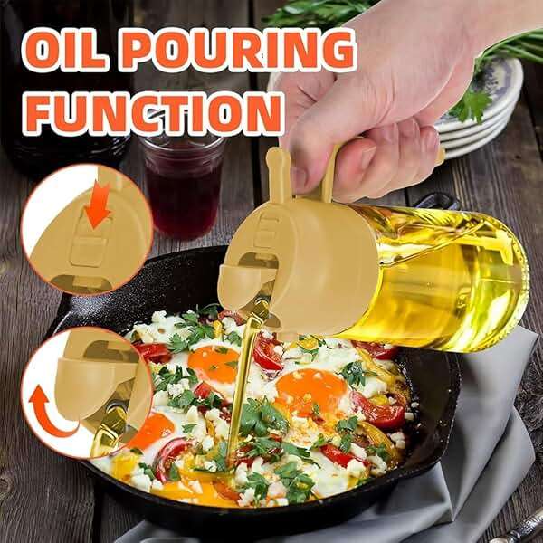 Oil Dispenser for Kitchen Spray, Oil Dispenser Bottle Spray and Pour, 2 in 1 Olive Oil Dispenser Bottle for Kitchen, 16oz/470ml Glass Oil Bottle for Air Fryer, Salad, Frying, BBQ ( Color : Black ) - Image 4
