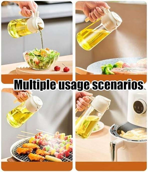 Oil Dispenser for Kitchen Spray, Oil Dispenser Bottle Spray and Pour, 2 in 1 Olive Oil Dispenser Bottle for Kitchen, 16oz/470ml Glass Oil Bottle for Air Fryer, Salad, Frying, BBQ ( Color : Black ) - Image 6