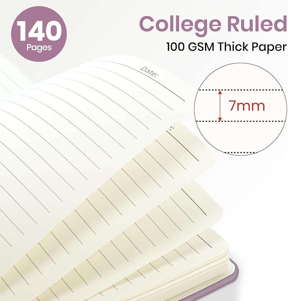 ZOTIA Lined Spiral Journal Notebook for Women, A5 College Ruled Journals for Writing, Hardcover Notebooks for Work, Note taking and Office School Supplies,140 Pages - Purple - Image 2