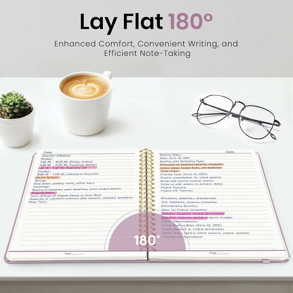 ZOTIA Lined Spiral Journal Notebook for Women, A5 College Ruled Journals for Writing, Hardcover Notebooks for Work, Note taking and Office School Supplies,140 Pages - Purple - Image 4