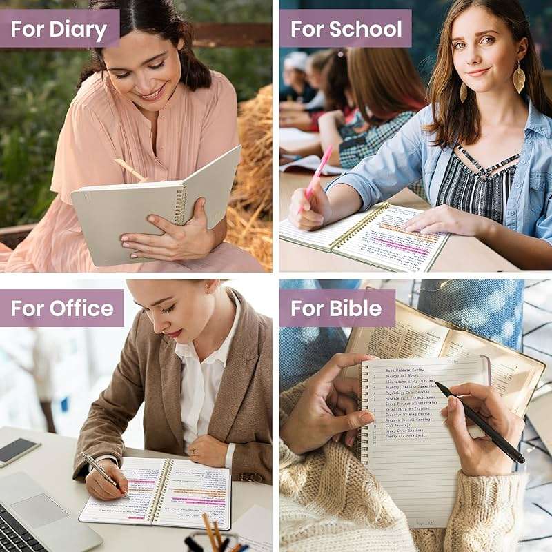 ZOTIA Lined Spiral Journal Notebook for Women, A5 College Ruled Journals for Writing, Hardcover Notebooks for Work, Note taking and Office School Supplies,140 Pages - Purple - Image 7