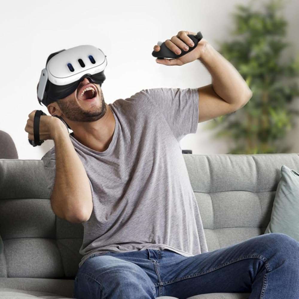 Controller Grips Compatible with Meta Quest 3S Oculus Quest 3 Controllers Straps Knuckle Hand Strap with Battery Opening Covers with Thumbsticks Covers Black, Batteries Not Included - Image 5