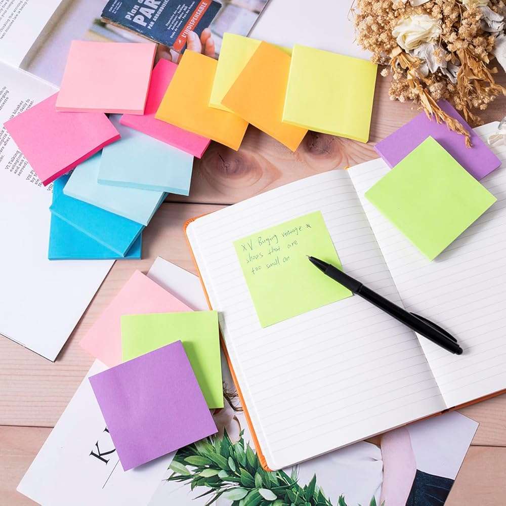 (16 Pack) Sticky Notes 3x3, Self-Stick Pads Bright Colors Sticky Note, Recyclable, Easy to Stick for Home, Office, Notebook - Image 2