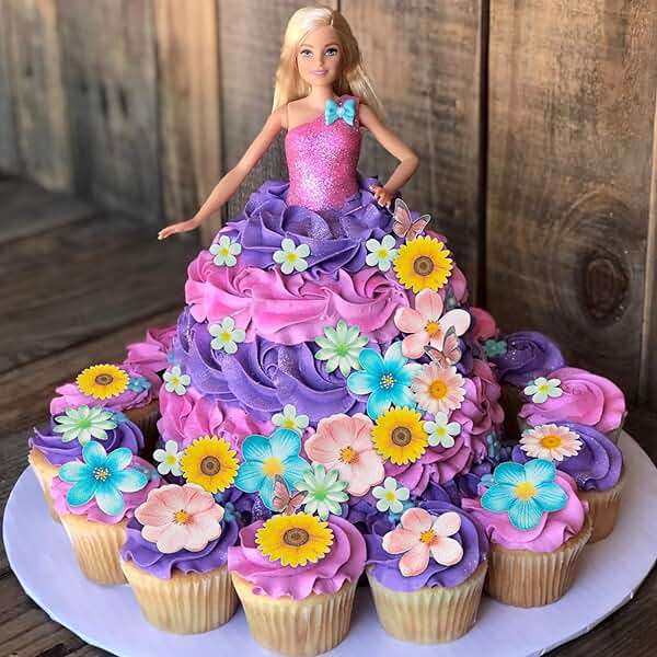Morofme 55pcs Edible Flower Butterflies Cake Topper Wafer Paper Flower Cupcake Toppers Hawaiian Flower Cake Decorations Mixed Size for Tropical Luau Themed Birthday Baby Shower Party Supplies - Image 2