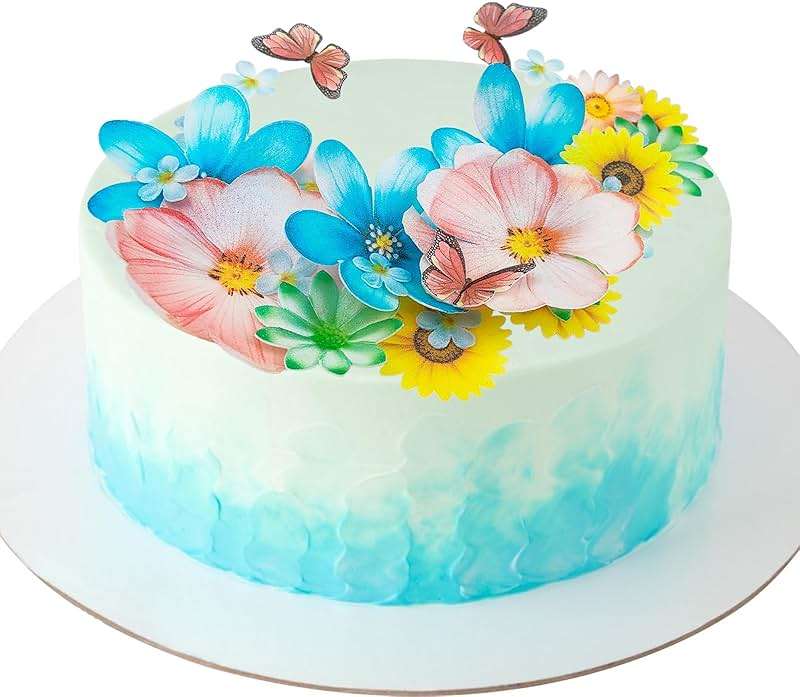 Morofme 55pcs Edible Flower Butterflies Cake Topper Wafer Paper Flower Cupcake Toppers Hawaiian Flower Cake Decorations Mixed Size for Tropical Luau Themed Birthday Baby Shower Party Supplies - Image 7
