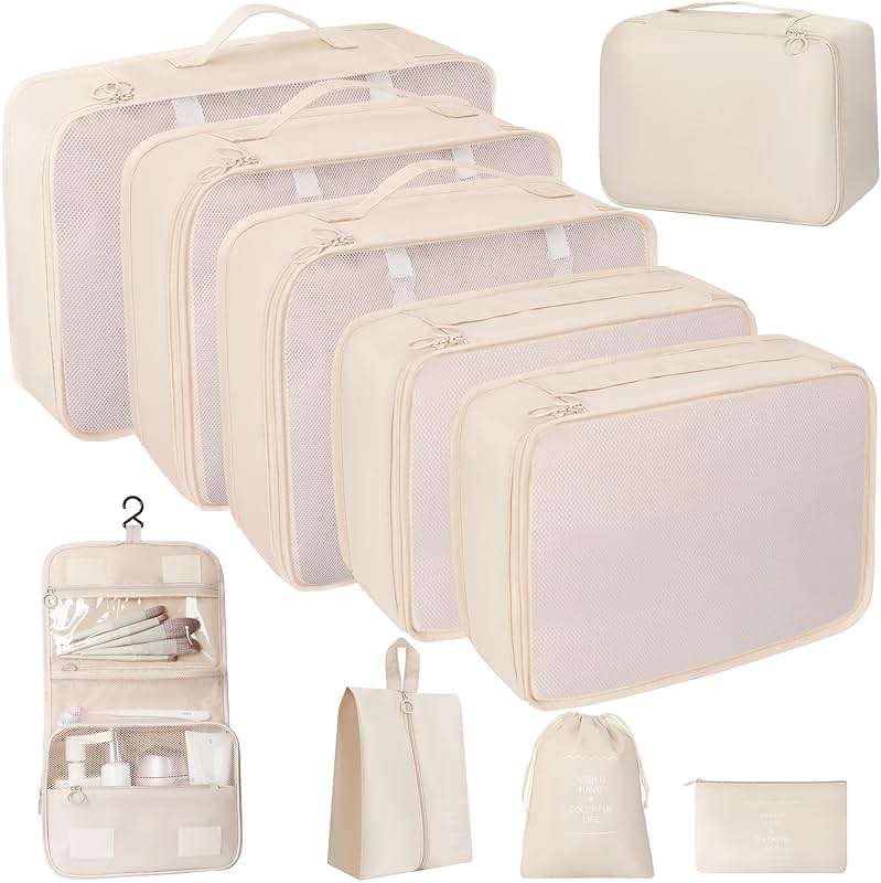10 Pcs Set Packing Cubes - Travel Packing Organizers, Expandable Suitcase Organizer, Luggage Organizer Bags - Image 1