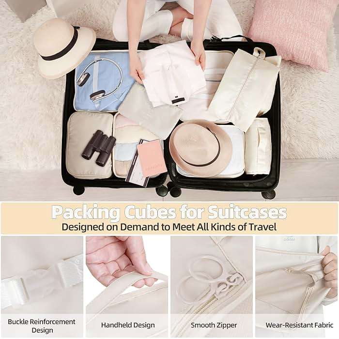 10 Pcs Set Packing Cubes - Travel Packing Organizers, Expandable Suitcase Organizer, Luggage Organizer Bags - Image 4