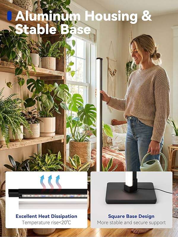 GLOWRIUM Grow Lights for Indoor Plants, 36W Vertical Plant Grow Lights with Auto-Timer, Full Spectrum LED Standing Plant Grow Light, 3 Light Modes, 6-Level Dimmable (60in) - Image 8