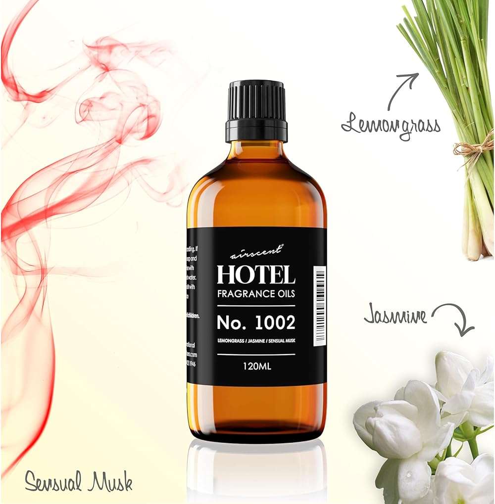 AirScent Hotel Diffuser Oil No. 1002 - Lemongrass Jasmine Amber - Hotel Scent Dupe - Premium Fragrance Oil for Ultrasonic and Waterless Diffusers and Crafting - 10 mL, .34 fl oz Glass Dropper Bottle - Image 4