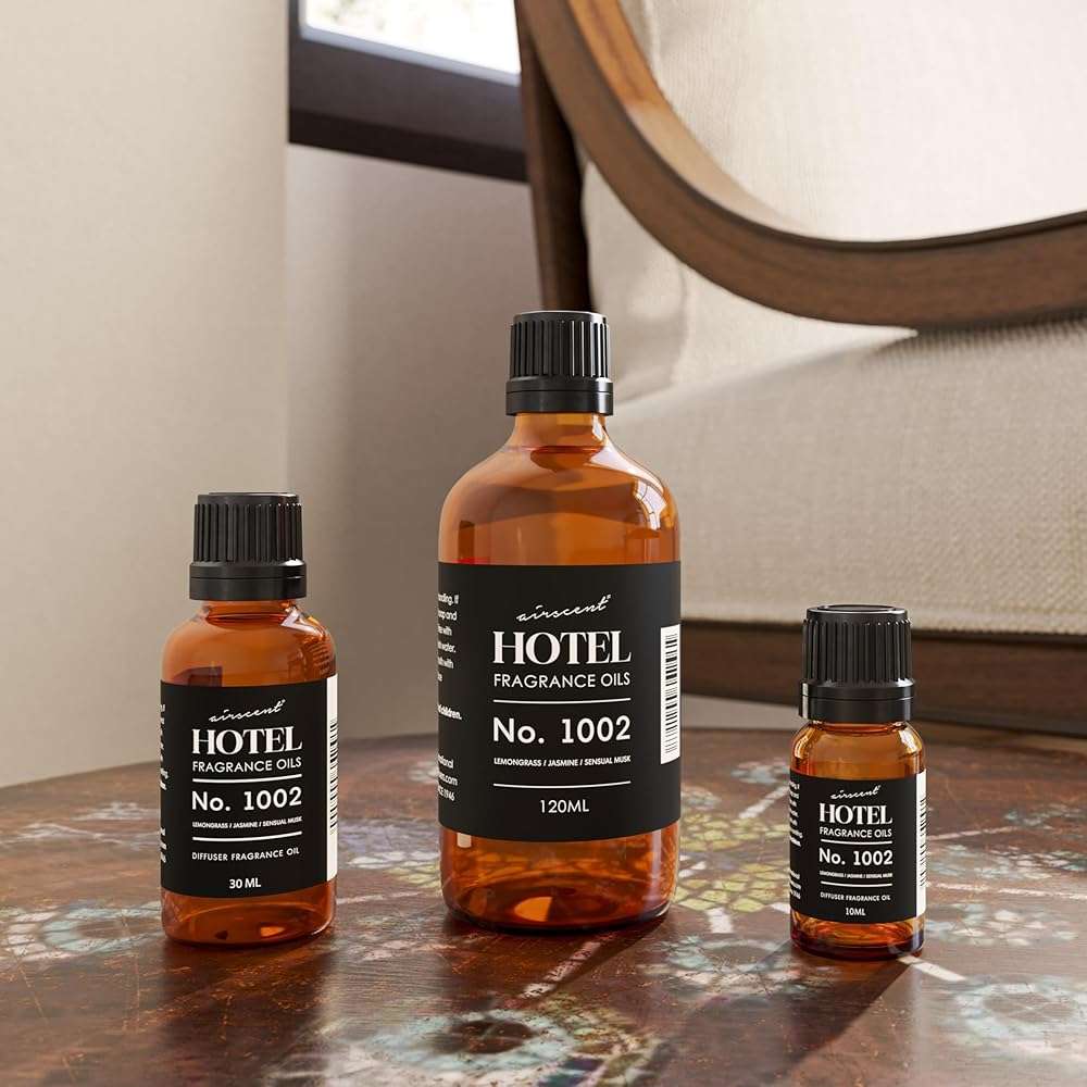 AirScent Hotel Diffuser Oil No. 1002 - Lemongrass Jasmine Amber - Hotel Scent Dupe - Premium Fragrance Oil for Ultrasonic and Waterless Diffusers and Crafting - 10 mL, .34 fl oz Glass Dropper Bottle - Image 7