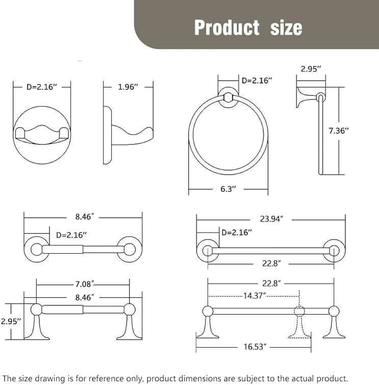 AGKXHDEC 4-Piece Bathroom Hardware Set: Brushed Nickel Bathroom Accessory Set, Towel Bar,Towel Ring,Toilet Paper Holder,Robe Hook, Wall Mounted,Optional Install Longer or Shorter Towel bar - Image 2