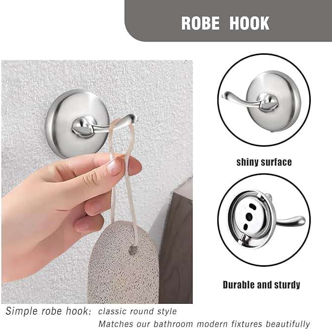 AGKXHDEC 4-Piece Bathroom Hardware Set: Brushed Nickel Bathroom Accessory Set, Towel Bar,Towel Ring,Toilet Paper Holder,Robe Hook, Wall Mounted,Optional Install Longer or Shorter Towel bar - Image 6