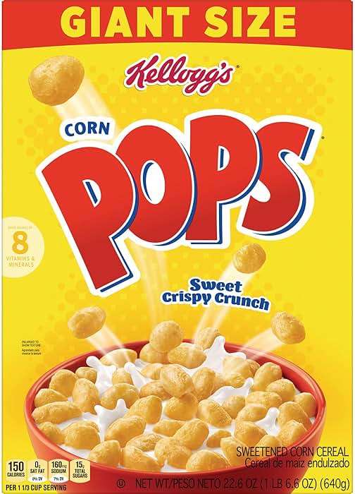 Kellogg's Corn Pops Breakfast Cereal, 8 Vitamins and Minerals, Kids Snacks, Giant Size, Original, 22.6oz Box (1 Box) - Image 6