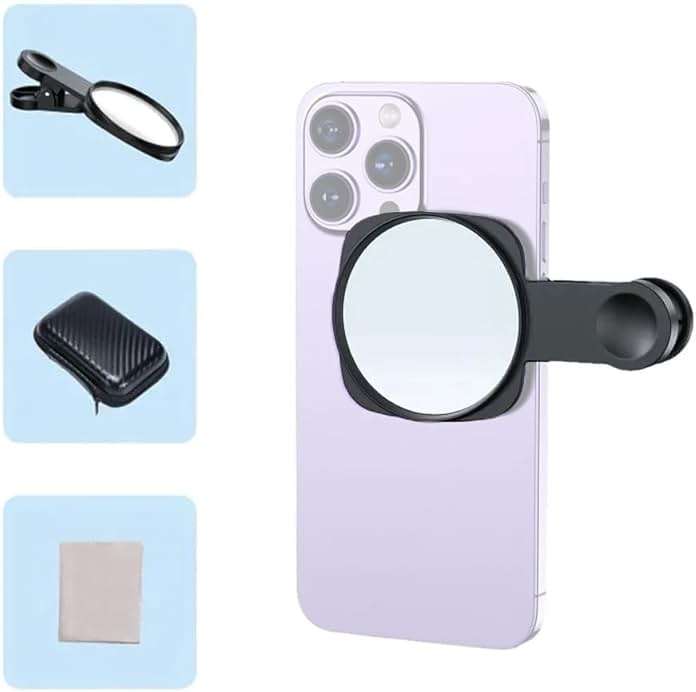 Kalofaye Selfie Mirror Compact Phone Mirror Universal Phone Clip for iPhone 15/14/13/12 Android Samsung Smartphone Selfie Vlog Accessories - Image 1