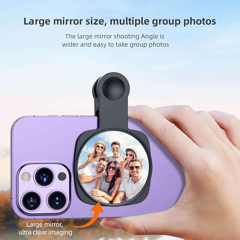 Kalofaye Selfie Mirror Compact Phone Mirror Universal Phone Clip for iPhone 15/14/13/12 Android Samsung Smartphone Selfie Vlog Accessories - Image 3
