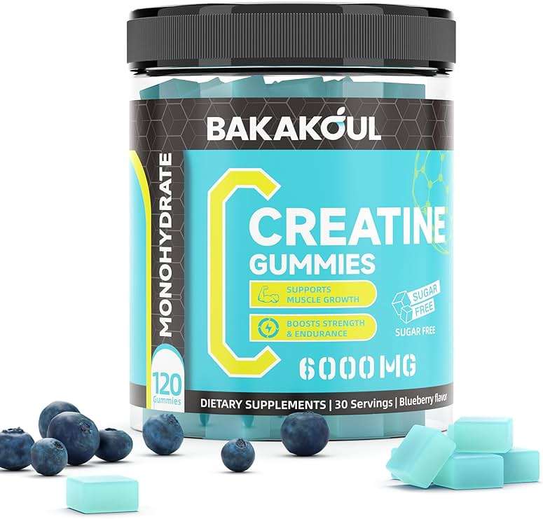 BAKAKOUL Creatine Monohydrate Gummies for Men & Women - 60 Sugar Free Gummies with Magnesium Glycinate, L-Threonate, L-Taurine + Vitamin B12 for Muscle Support, Energy Boost, 1 Pack - Image 1