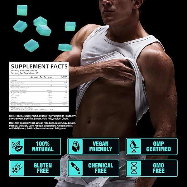 BAKAKOUL Creatine Monohydrate Gummies for Men & Women - 60 Sugar Free Gummies with Magnesium Glycinate, L-Threonate, L-Taurine + Vitamin B12 for Muscle Support, Energy Boost, 1 Pack - Image 2