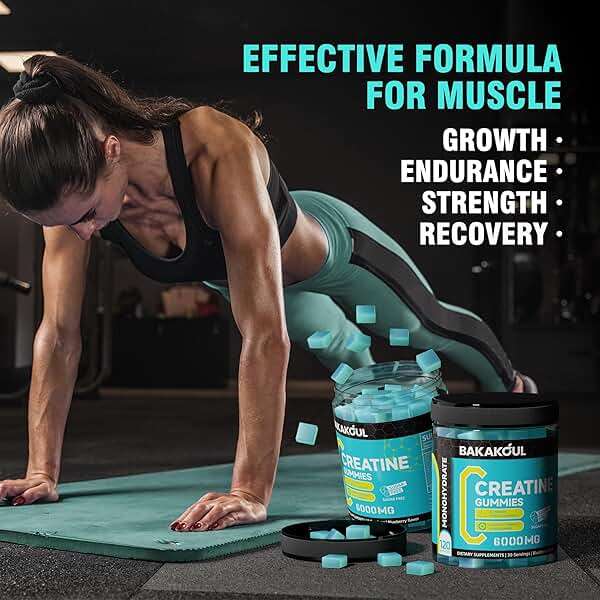 BAKAKOUL Creatine Monohydrate Gummies for Men & Women - 60 Sugar Free Gummies with Magnesium Glycinate, L-Threonate, L-Taurine + Vitamin B12 for Muscle Support, Energy Boost, 1 Pack - Image 6