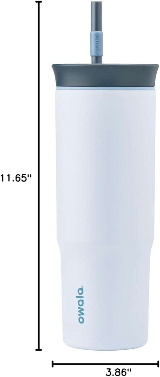 Owala Stainless Steel Triple Layer Insulated Travel Tumbler with Spill Resistant Lid and Straw, BPA Free, 24 oz, The Great Blue - Image 2