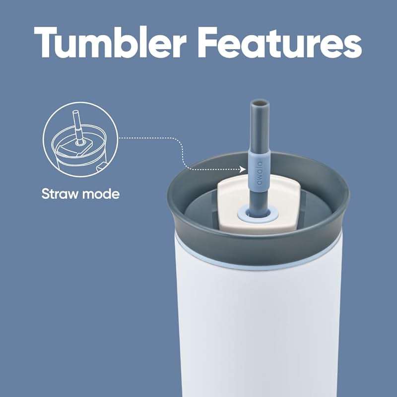 Owala Stainless Steel Triple Layer Insulated Travel Tumbler with Spill Resistant Lid and Straw, BPA Free, 24 oz, The Great Blue - Image 6