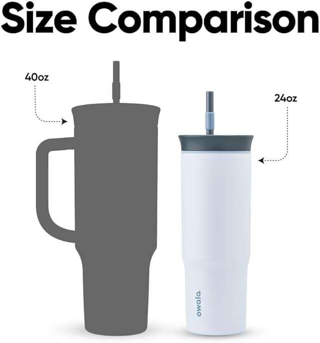 Owala Stainless Steel Triple Layer Insulated Travel Tumbler with Spill Resistant Lid and Straw, BPA Free, 24 oz, The Great Blue - Image 7