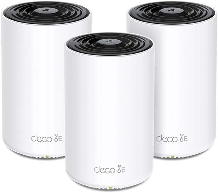TP-Link Deco XE70 Pro AXE4900 Tri-Band WiFi 6E Mesh WiFi System - 2.5G WAN/LAN Ports, 4.9 Gbps Wi-Fi 7,200 Sq. Ft Coverage, Connect up to 200 Devices, 6 GHz Band, 3-Pack - Image 1
