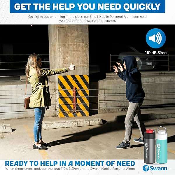 Swann ActiveResponse Mobile Personal Safety Alarm - 110dB Loud Emergency Siren with SMS Alerts & Mobile Connectivity, Long Battery Life, Smart SOS Safety Alarm, Key Chain, MPRS - Image 3